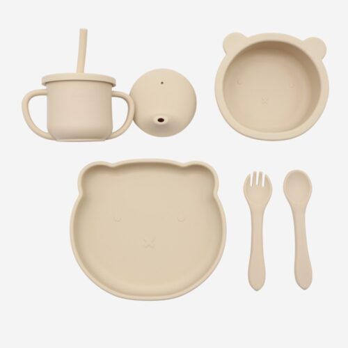 Kinderserviesset Beer- siliconen bestek- Nude- small