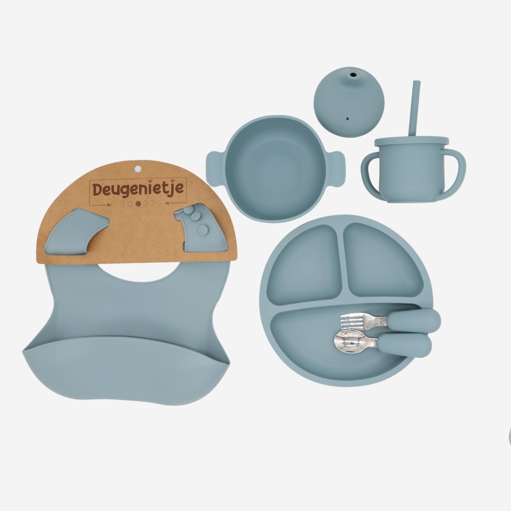 Kinderseviesset - ijzer bestekje - pastel blauw- large